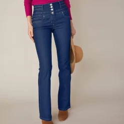 Jeans in bootcutmodel met hoge taille - binnenpijplengte 75 cm