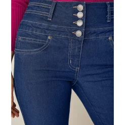 Jeans in bootcutmodel met hoge taille - binnenpijplengte 75 cm