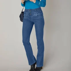 Jeans in bootcutmodel met hoge taille - binnenpijplengte 75 cm