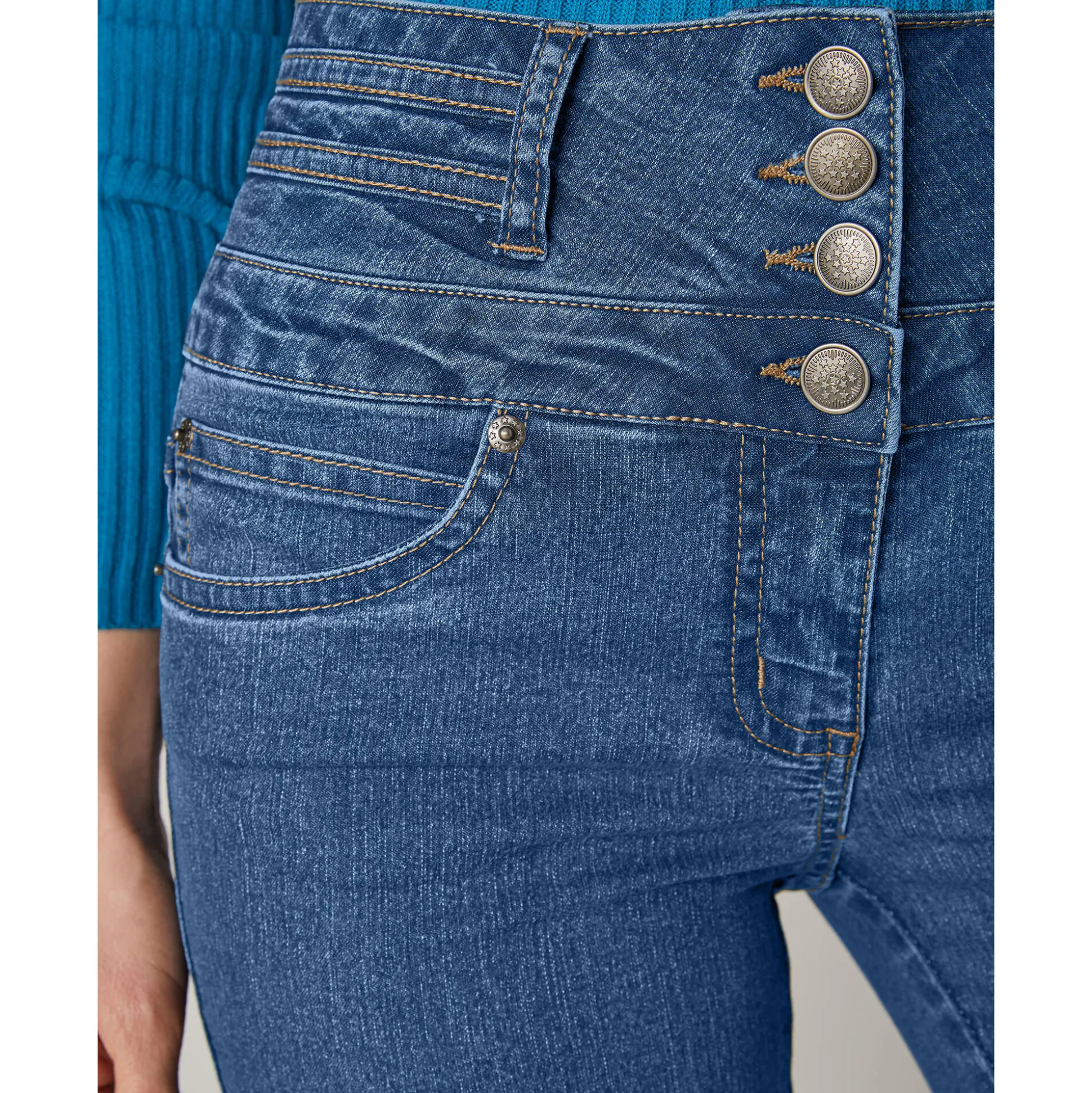 Jeans in bootcutmodel met hoge taille - binnenpijplengte 75 cm