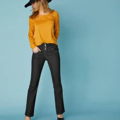 Jeans in bootcutmodel met hoge taille - binnenpijplengte 75 cm