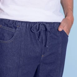 Jeans in lichte denim met elastische taille