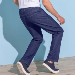 Jeans in lichte denim met elastische taille