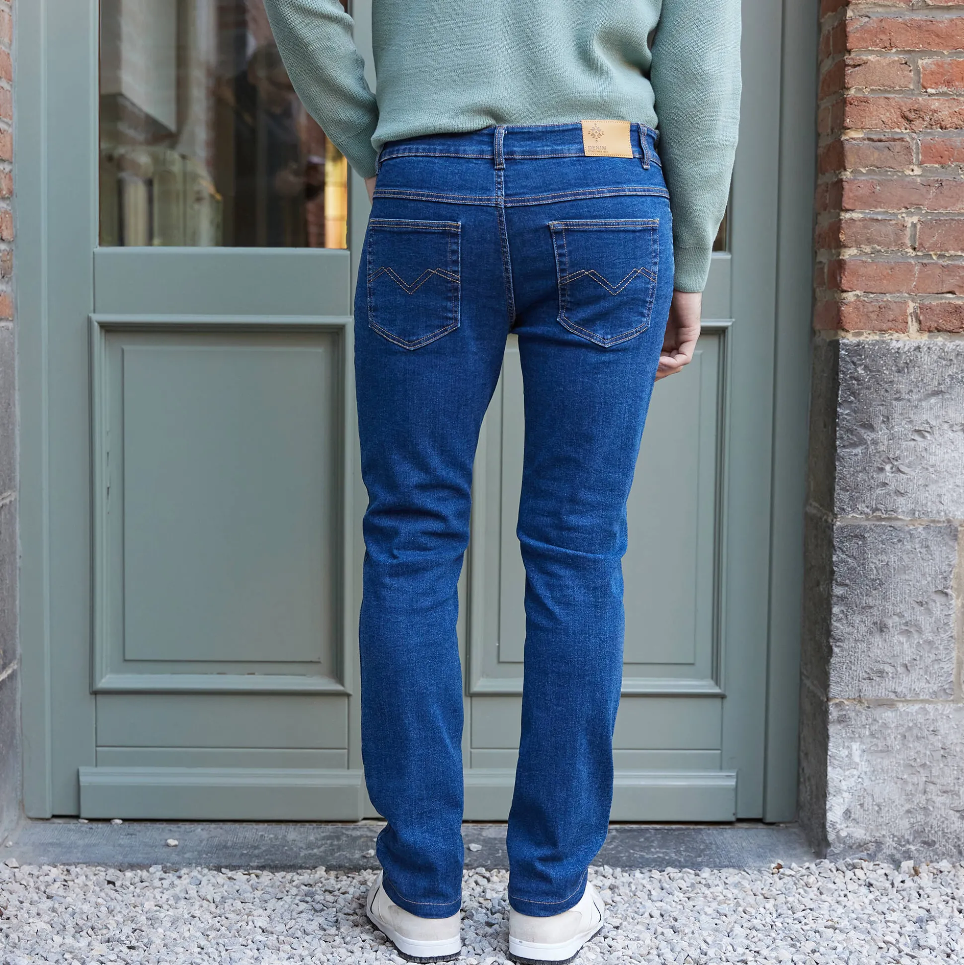 Jeans met 5 zakken in rekbaar katoen - binnenpijplengte 82 cm