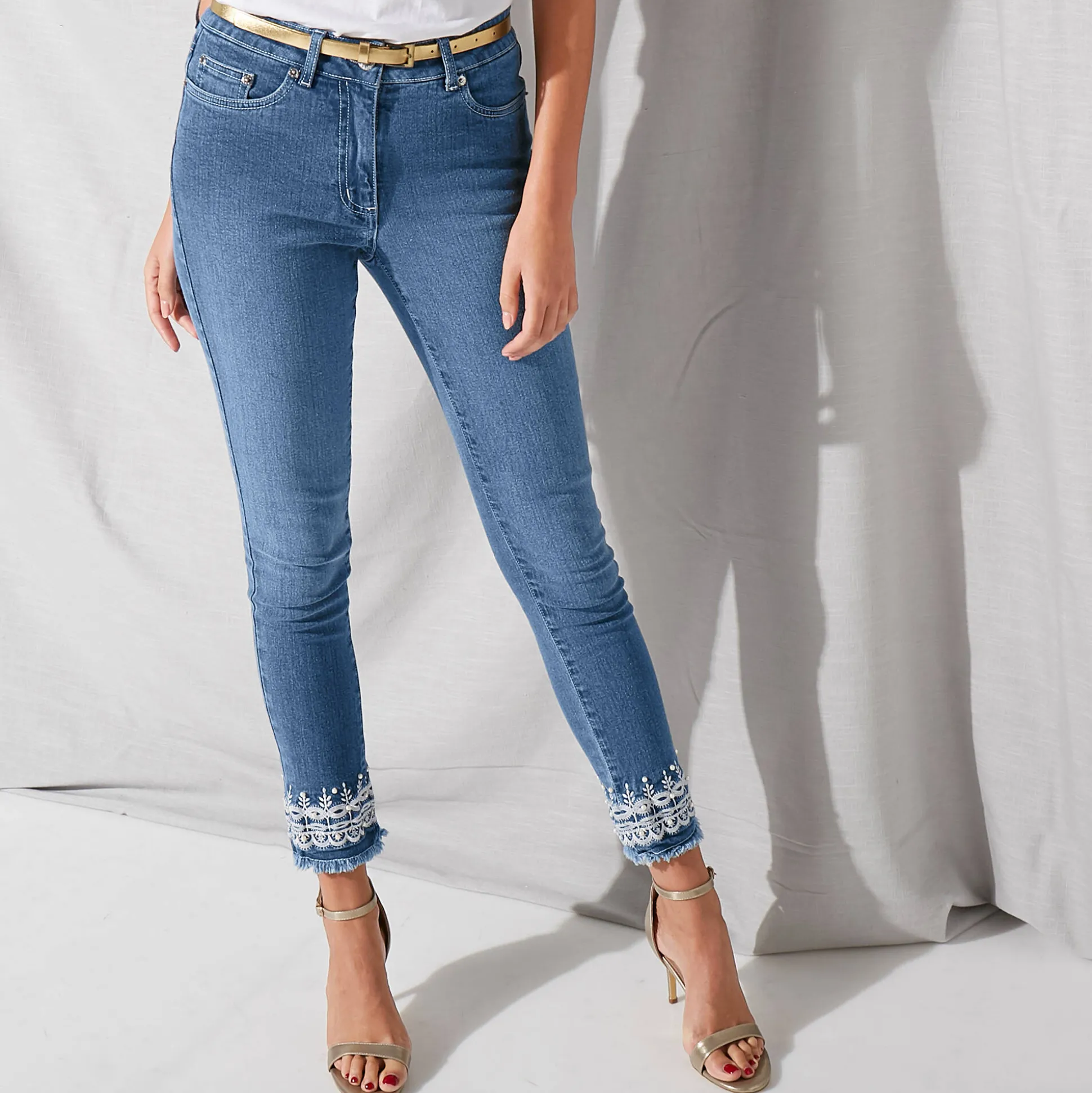 7/8-jeans met borduursel