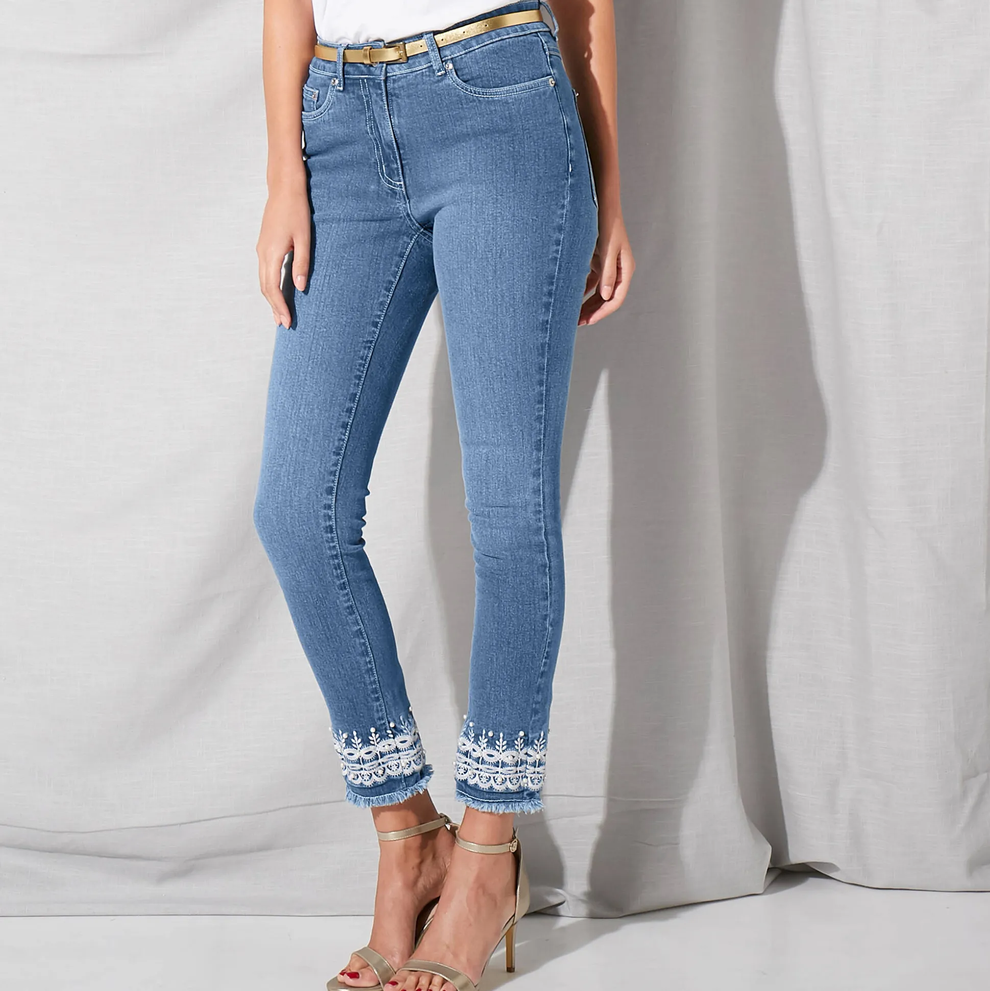 7/8-jeans met borduursel