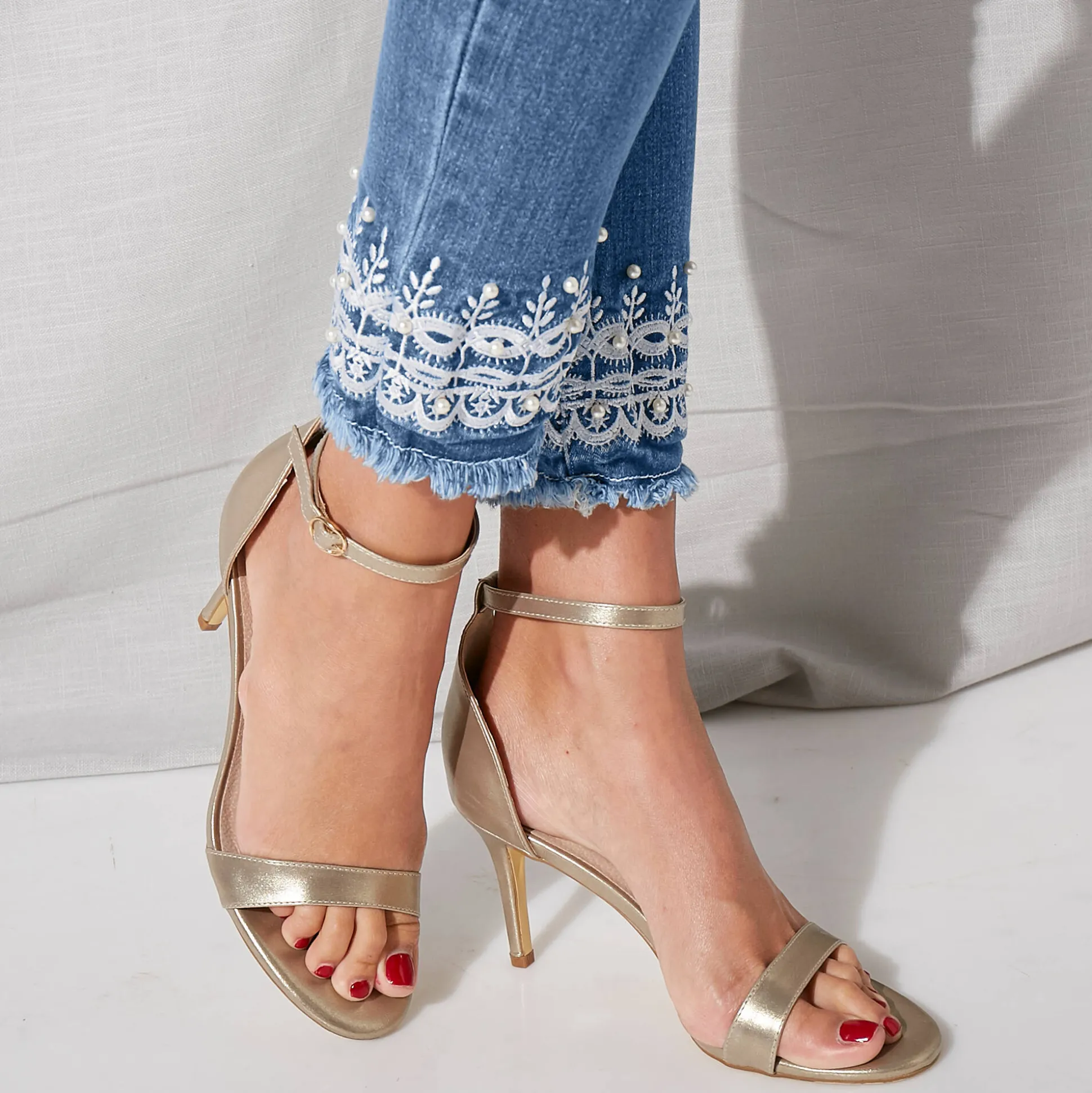 7/8-jeans met borduursel