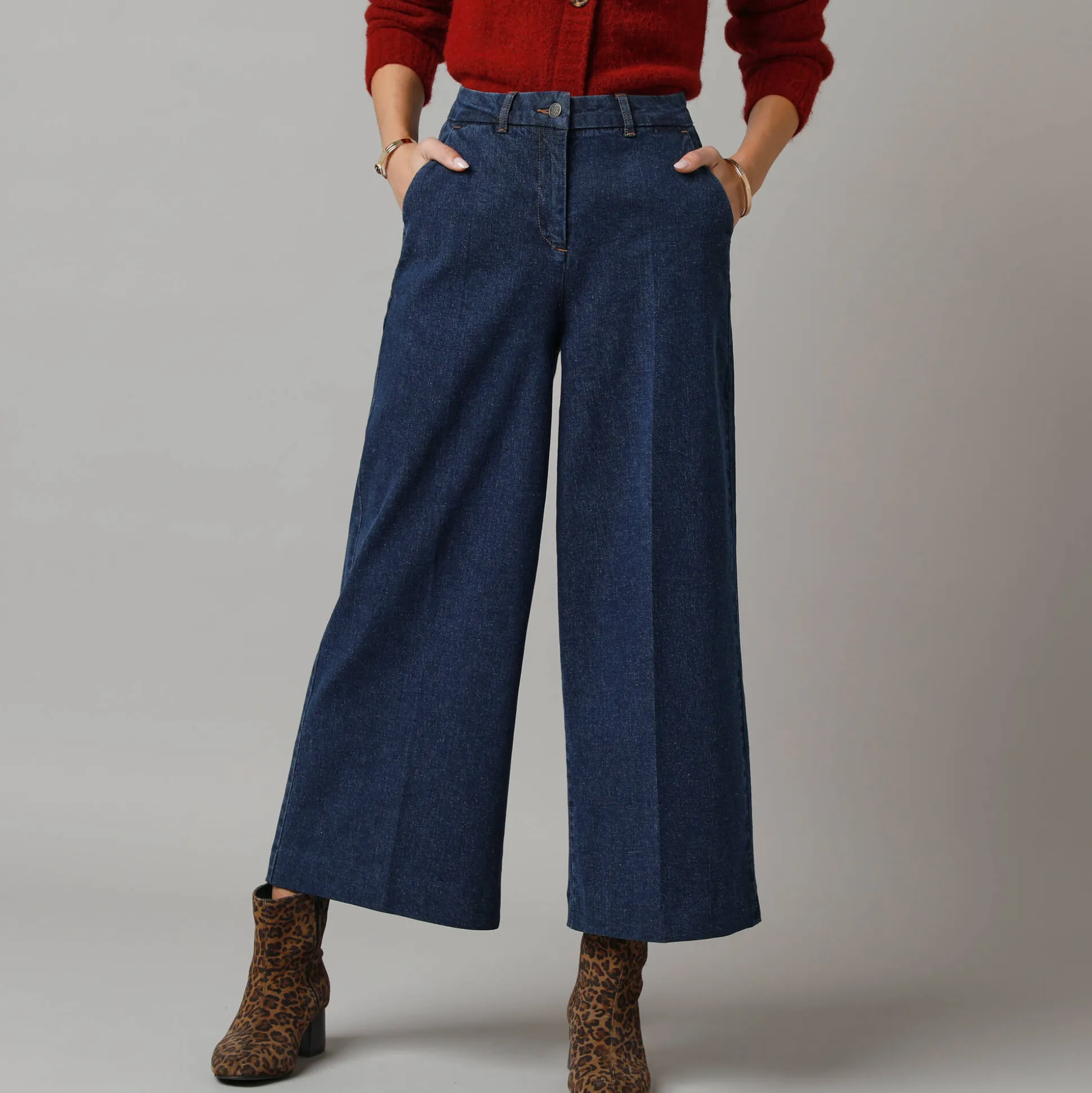 Jeans met broekrok-effect