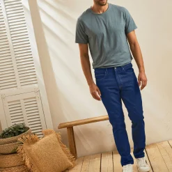 Jeans met elastische tailleband opzij - binnenpijplengte 72 cm