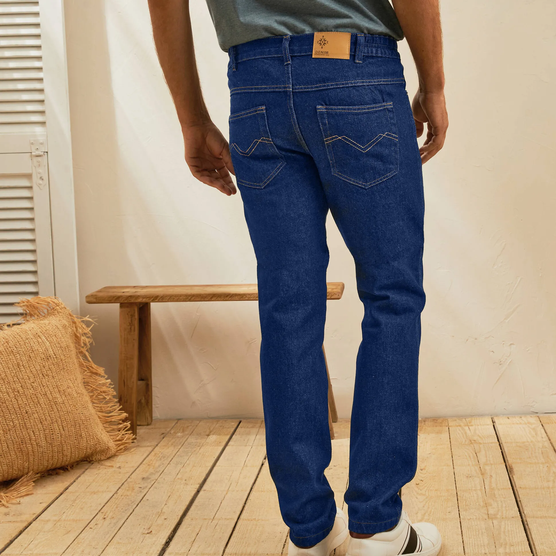 Jeans met elastische tailleband opzij - binnenpijplengte 72 cm