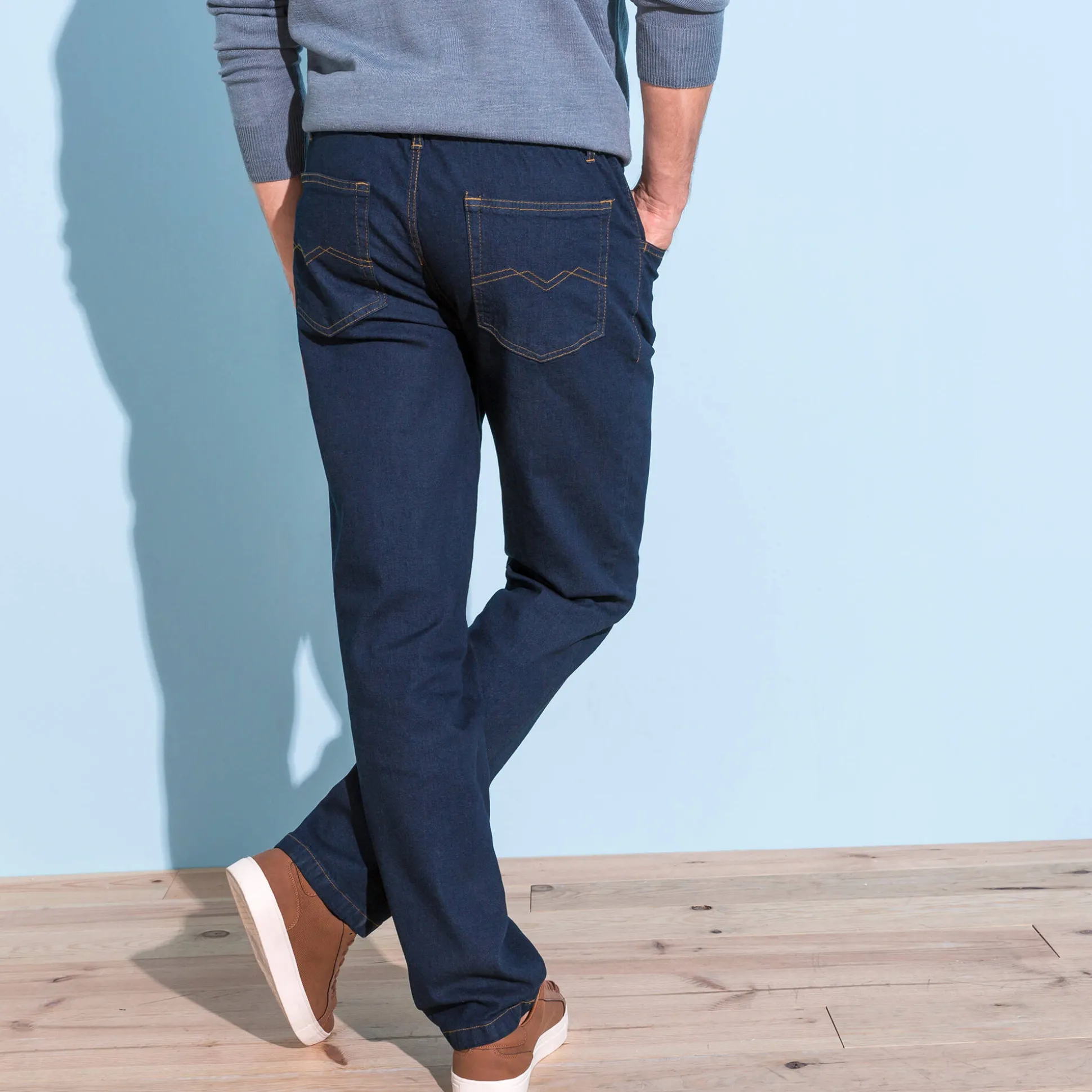 Jeans met elastische taille - binnenpijpl. 82 cm