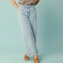 Jeans met hoge taille, voor Kleine Lengtes, binnenpijplengte 60 cm, ruim 7/8-model