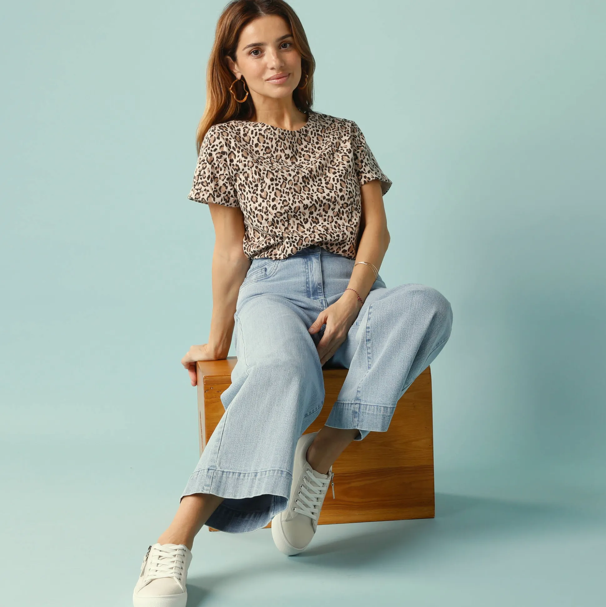Jeans met hoge taille, voor Kleine Lengtes, binnenpijplengte 60 cm, ruim 7/8-model