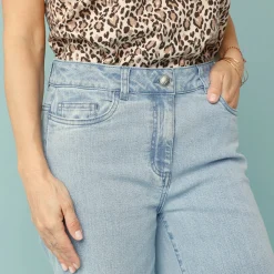 Jeans met hoge taille, voor Kleine Lengtes, binnenpijplengte 60 cm, ruim 7/8-model