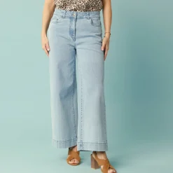 Jeans met hoge taille, voor Kleine Lengtes, binnenpijplengte 65 cm, ruim 7/8-model
