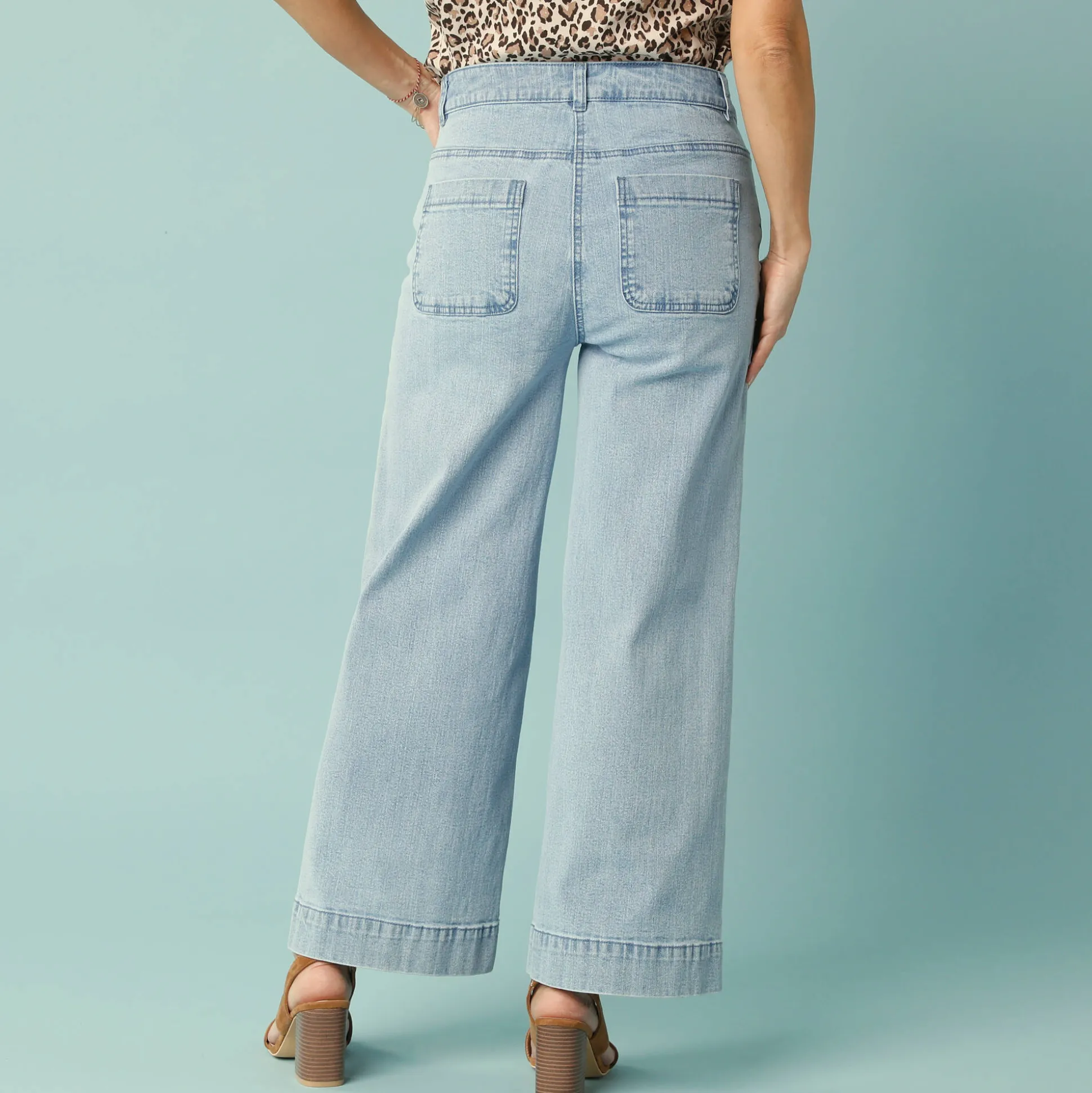 Jeans met hoge taille, voor Kleine Lengtes, binnenpijplengte 65 cm, ruim 7/8-model