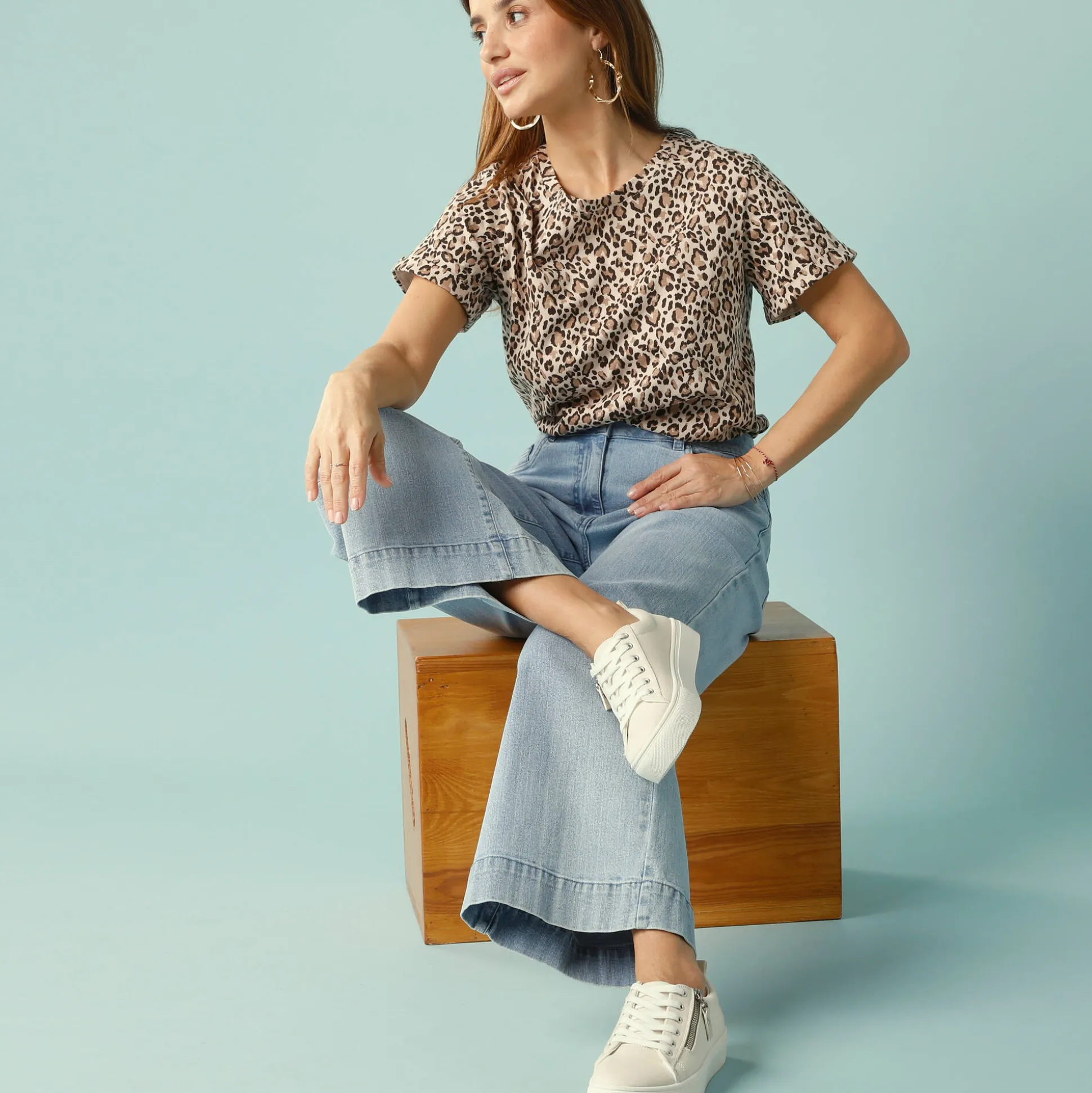 Jeans met hoge taille, voor Kleine Lengtes, binnenpijplengte 65 cm, ruim 7/8-model