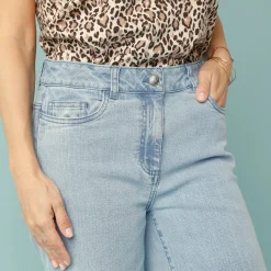 Jeans met hoge taille, voor Kleine Lengtes, binnenpijplengte 65 cm, ruim 7/8-model