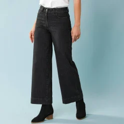 Jeans met hoge taille, voor Kleine Lengtes, binnenpijplengte 60 cm, ruim 7/8-model