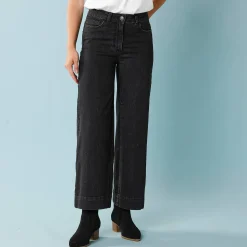 Jeans met hoge taille, voor Kleine Lengtes, binnenpijplengte 60 cm, ruim 7/8-model