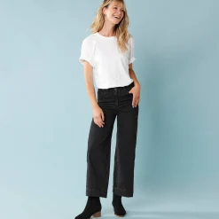 Jeans met hoge taille, voor Kleine Lengtes, binnenpijplengte 60 cm, ruim 7/8-model