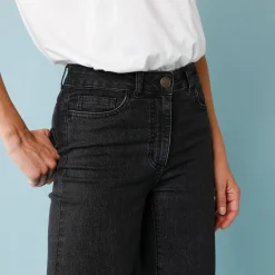 Jeans met hoge taille, voor Kleine Lengtes, binnenpijplengte 60 cm, ruim 7/8-model