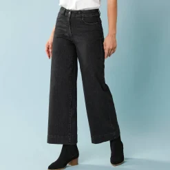 Jeans met hoge taille, voor Kleine Lengtes, binnenpijplengte 65 cm, ruim 7/8-model