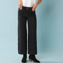 Jeans met hoge taille, voor Kleine Lengtes, binnenpijplengte 65 cm, ruim 7/8-model