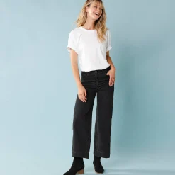 Jeans met hoge taille, voor Kleine Lengtes, binnenpijplengte 65 cm, ruim 7/8-model