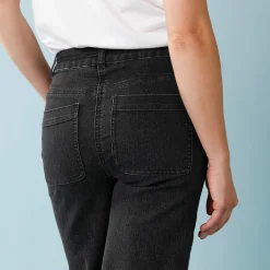 Jeans met hoge taille, voor Kleine Lengtes, binnenpijplengte 65 cm, ruim 7/8-model