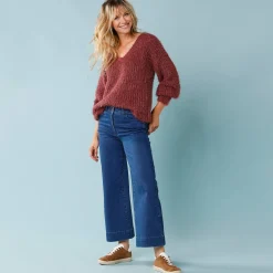 Jeans met hoge taille, voor Kleine Lengtes, binnenpijplengte 60 cm, ruim 7/8-model