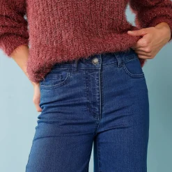 Jeans met hoge taille, voor Kleine Lengtes, binnenpijplengte 60 cm, ruim 7/8-model