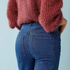 Jeans met hoge taille, voor Kleine Lengtes, binnenpijplengte 60 cm, ruim 7/8-model