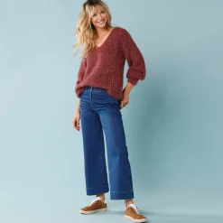 Jeans met hoge taille, voor Kleine Lengtes, binnenpijplengte 65 cm, ruim 7/8-model