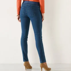 Jegging in denim met elastische taille, grote lengte