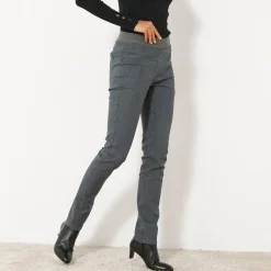 Jegging in denim met elastische taille, grote lengte