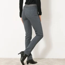 Jegging in denim met elastische taille, grote lengte