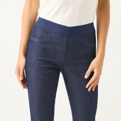 Jegging in denim met elastische taille, grote lengte