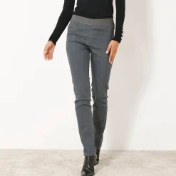Jegging in denim met elastische taille - kleine lengte