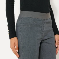 Jegging in denim met elastische taille - kleine lengte