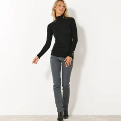 Jegging in denim met elastische taille - kleine lengte
