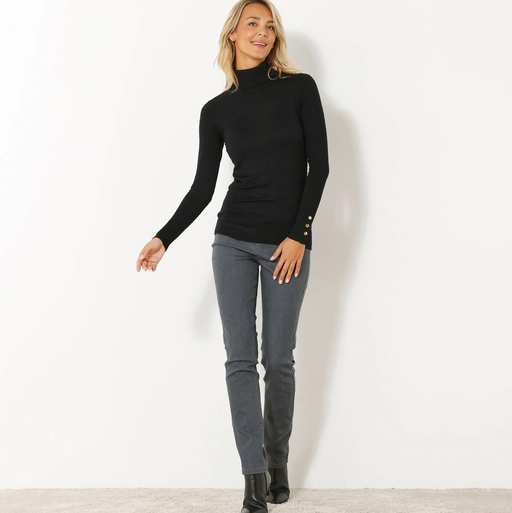 Jegging in denim met elastische taille - kleine lengte