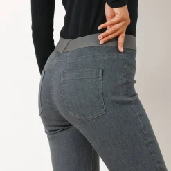 Jegging in denim met elastische taille - kleine lengte