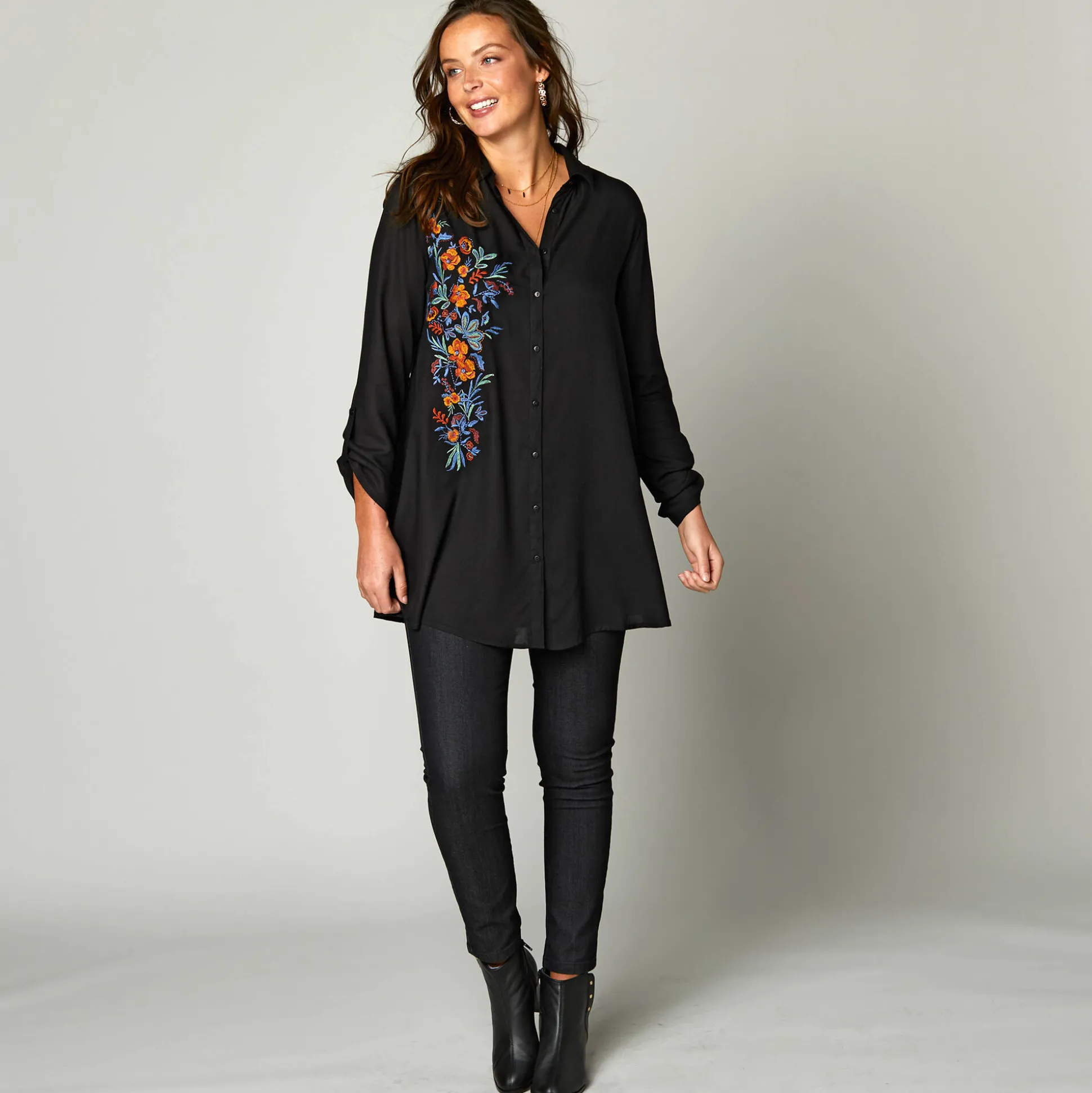 Jegging in denim met elastische taille, grote lengte