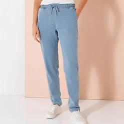 Jogger in tricot met jeansaspect, elastische tailleband