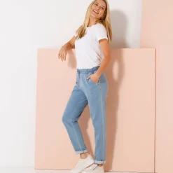Jogger in tricot met jeansaspect, elastische tailleband