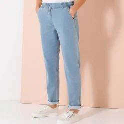 Jogger in tricot met jeansaspect, elastische tailleband