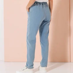 Jogger in tricot met jeansaspect, elastische tailleband