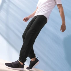 Joggingbroek in molton met elastische pijponderkanten