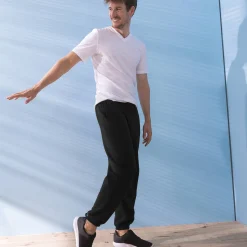Joggingbroek in molton met elastische pijponderkanten